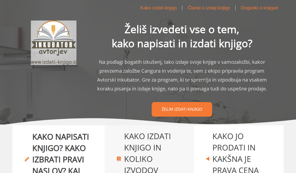 Zakaj je knjiga najboljša vizitka, ki jo podjetnik lahko ima 2 Posnetek zaslona strani izdati-knjigo.si — avtorski inkubator
