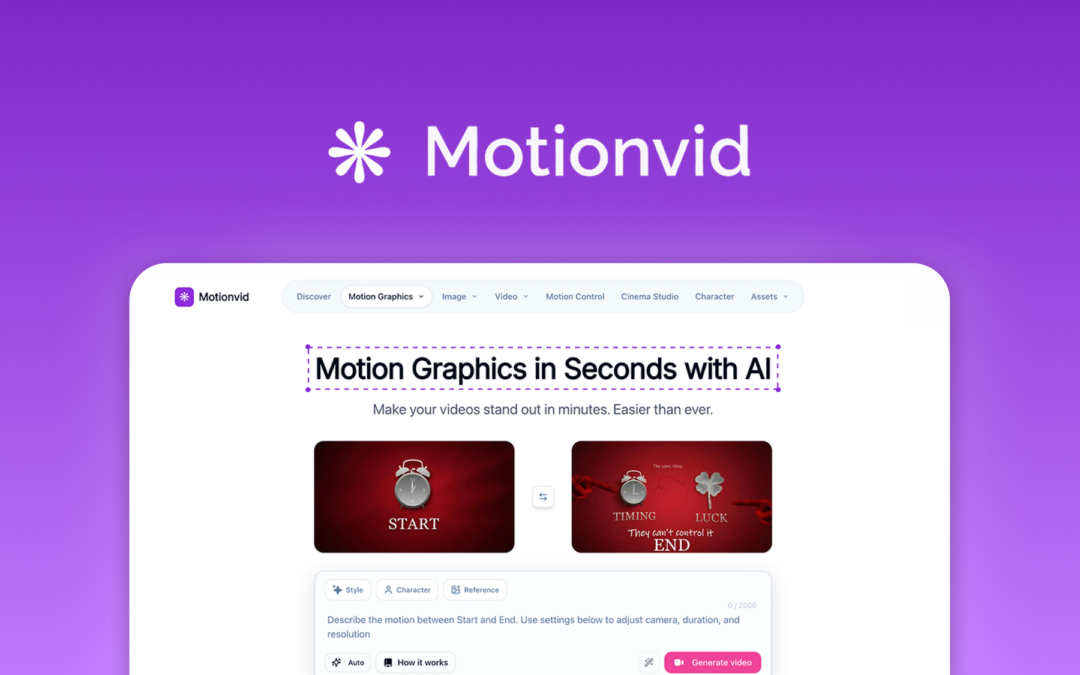 Domov managerka 42 Motionvid AI na AppSumo: Ustvarite profesionalne animacije in video grafike brez studia