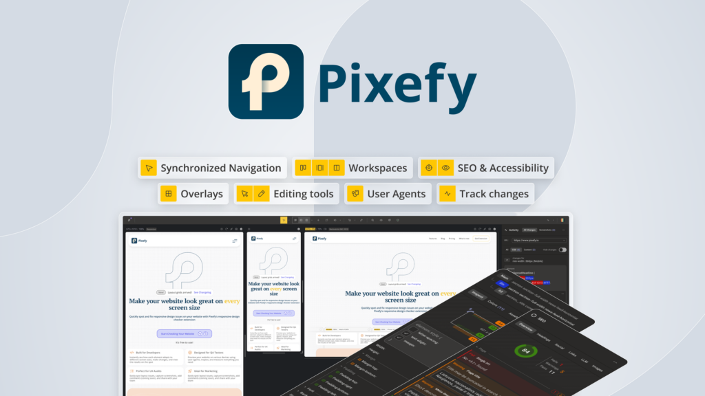 Pixefy: Preverite odzivnost spletne strani na vseh napravah — brez stresa in brez 10 odprtih zavihkov 16 pixefy